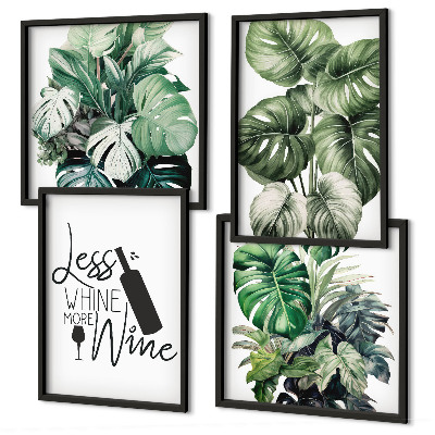 Set 4 slike u okviru Zeleno lišće vinske biljke