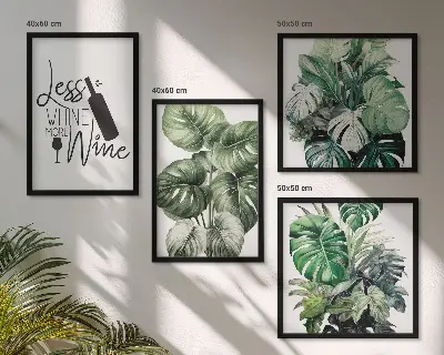 Set od 4 slike u okviru motiv zelenog lišća vinske biljke