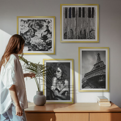 Komplet slika za spavaću sobu Portret žene s Eiffelovom ružom