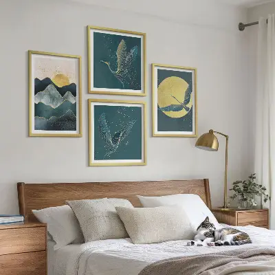Set 4 slike u okviru motivi ždralova na Mjesečevim planinama