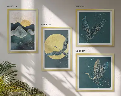 Set 4 slike u okviru motivi ždralova na Mjesečevim planinama