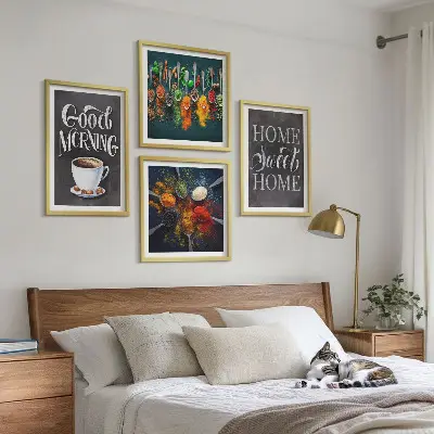 Komplet slika za spavaću sobu s motivima začina, kave, šalice i začinskog bilja