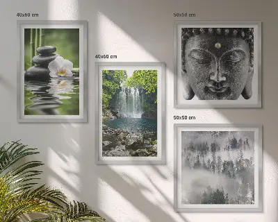 Komplet slika za spavaću sobu harmonija prirode s motivom kamenja, vode i Bude