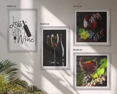 Set 4 slike u okviru Čaše vina s grožđem i natpisom