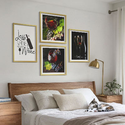 Set 4 slike u okviru Čaše vina s grožđem i natpisom