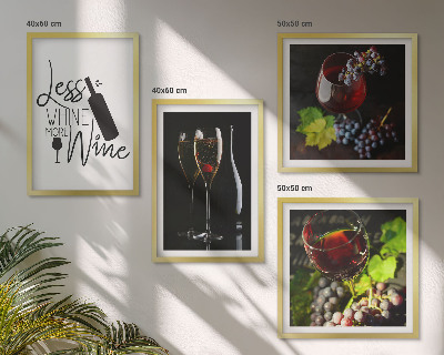 Set 4 slike u okviru Čaše vina s grožđem i natpisom
