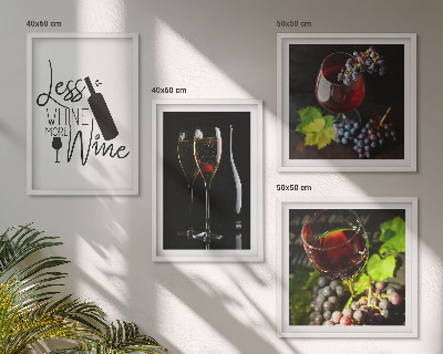 Set 4 slike u okviru Čaše vina s grožđem i natpisom