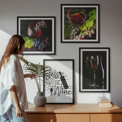 Set 4 slike u okviru Čaše vina s grožđem i natpisom