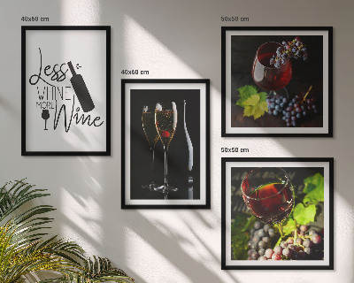 Set 4 slike u okviru Čaše vina s grožđem i natpisom