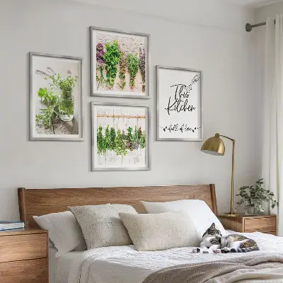 Komplet slika za spavaću sobu s motivom kuhinjskog začinskog bilja