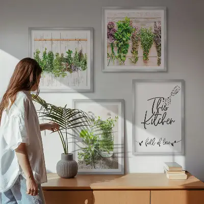 Komplet slika za spavaću sobu s motivom kuhinjskog začinskog bilja