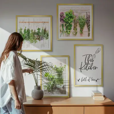 Komplet slika za spavaću sobu s motivom kuhinjskog začinskog bilja