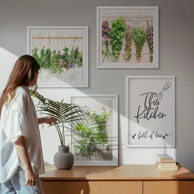 Komplet slika za spavaću sobu s motivom kuhinjskog začinskog bilja