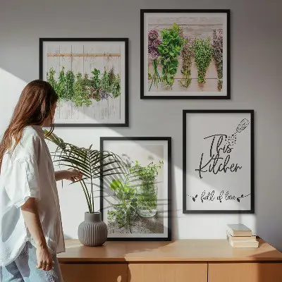 Komplet slika za spavaću sobu s motivom kuhinjskog začinskog bilja
