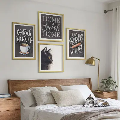 Set od 4 slike u okviru mačka s motivom za kuhinju