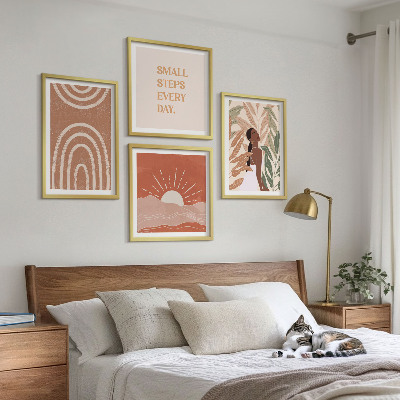 Set 4 slike u okviru Apstraktni oblici u boho stilu