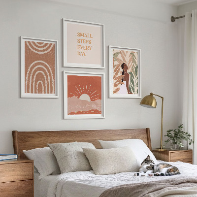 Set 4 slike u okviru Apstraktni oblici u boho stilu