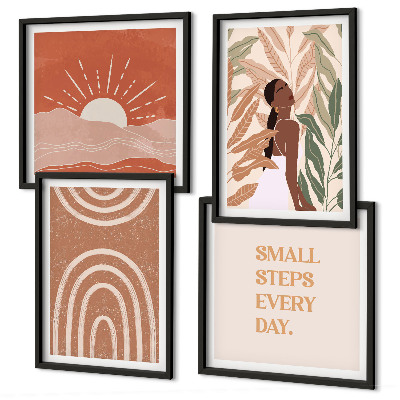 Set 4 slike u okviru Apstraktni oblici u boho stilu