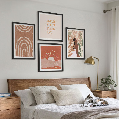 Set 4 slike u okviru Apstraktni oblici u boho stilu