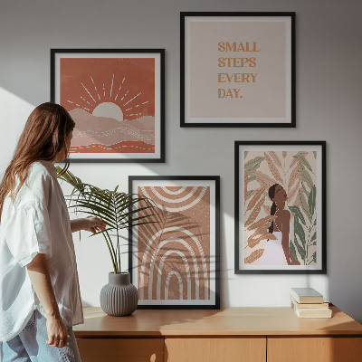 Set 4 slike u okviru Apstraktni oblici u boho stilu