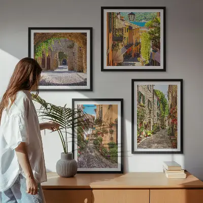 Komplet slika za spavaću sobu s motivom talijanskih ulica i cvijeća