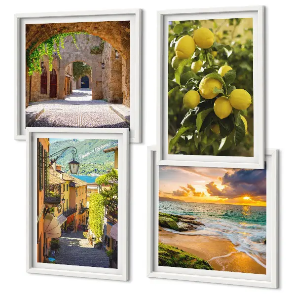 Komplet slika za spavaću sobu slikovite ulice uz more i plaža