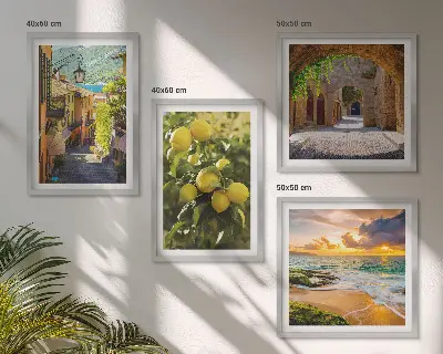 Komplet slika za spavaću sobu slikovite ulice uz more i plaža