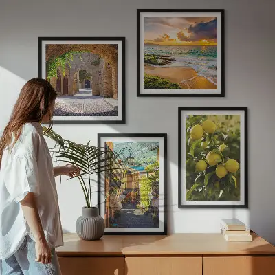 Komplet slika za spavaću sobu slikovite ulice uz more i plaža