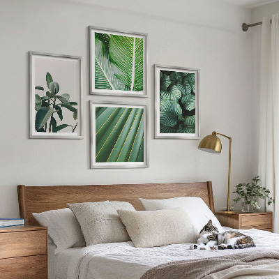 Set 4 slike u okviru Tropsko lišće u zelenoj boji