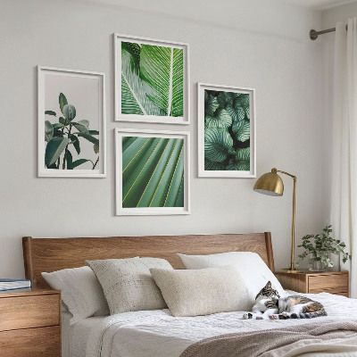 Set 4 slike u okviru Tropsko lišće u zelenoj boji