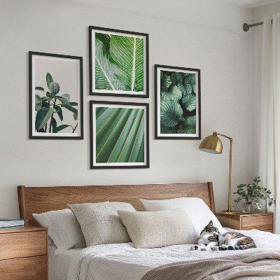 Set 4 slike u okviru Tropsko lišće u zelenoj boji