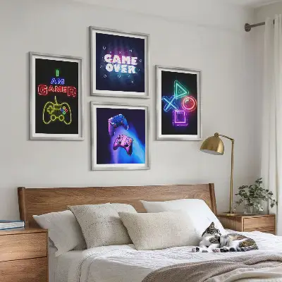 Komplet slika za spavaću sobu ikona igrača s natpisom