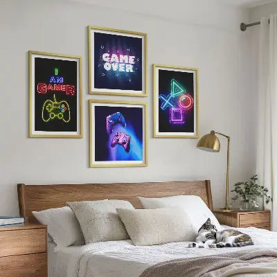 Komplet slika za spavaću sobu ikona igrača s natpisom