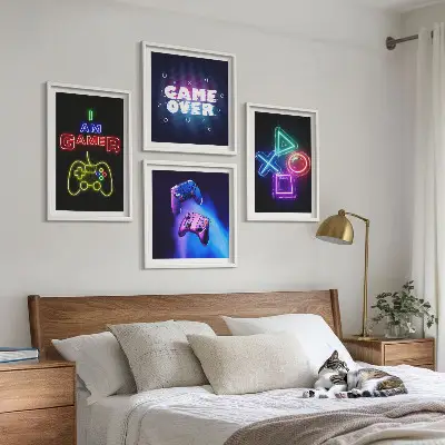 Komplet slika za spavaću sobu ikona igrača s natpisom