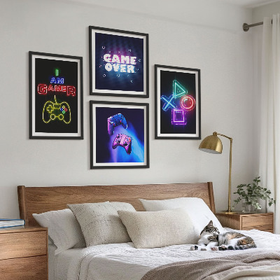Komplet slika za spavaću sobu Gamepadi, ikona igrača s titlovima