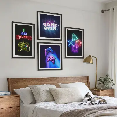 Komplet slika za spavaću sobu ikona igrača s natpisom