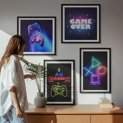 Komplet slika za spavaću sobu ikona igrača s natpisom