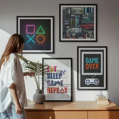 Set od 4 slike u okviru motivi za zabavu igrača