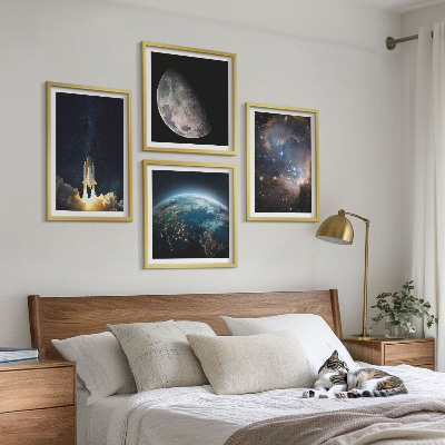 Komplet slika za spavaću sobu Svemir Zemlja raketa galaksija