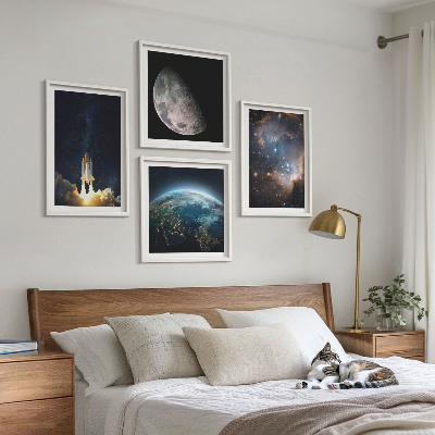 Komplet slika za spavaću sobu Svemir Zemlja raketa galaksija