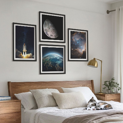 Komplet slika za spavaću sobu Svemir Zemlja raketa galaksija