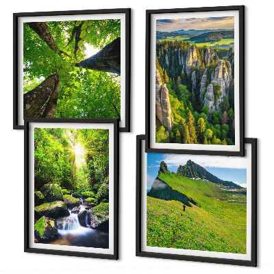 Set 4 slike u okviru Zelene planine, vodopadna šuma