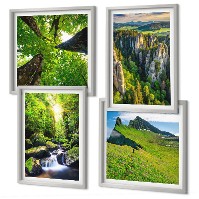 Set 4 slike u okviru Zelene planine, vodopadna šuma