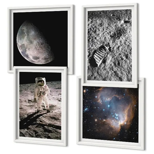 Dekorativni komplet slika za zid fotografija astronautovog traga na Mjesecu