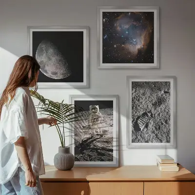 Dekorativni komplet slika za zid fotografija astronautovog traga na Mjesecu