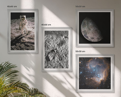Dekorativni komplet slika za zid Fotografija traga Mjeseca astronauta