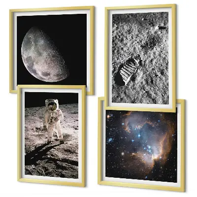 Dekorativni komplet slika za zid fotografija astronautovog traga na Mjesecu