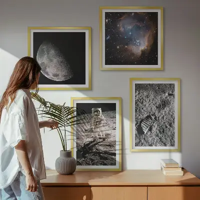 Dekorativni komplet slika za zid fotografija astronautovog traga na Mjesecu