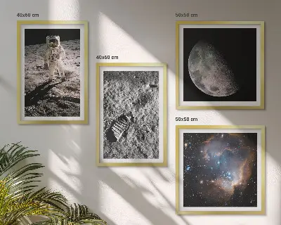Dekorativni komplet slika za zid fotografija astronautovog traga na Mjesecu