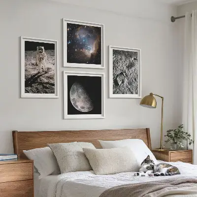 Dekorativni komplet slika za zid fotografija astronautovog traga na Mjesecu